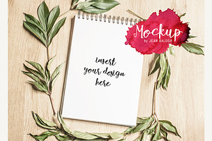 Sketchbook Mockup With Leaves