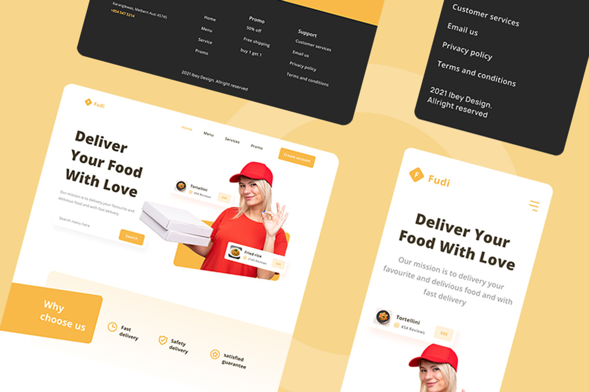 Food Delivery Web Design, a Wireframe Template by INSPR STD (Photo 2 of 6)