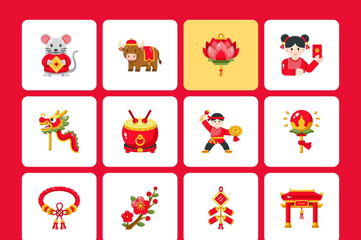 75 Chinese New Year Flat Icons, an Emoji Icon by Brickclay (Photo 9 of 10)