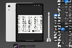 African Animals Outlines Silhouettes