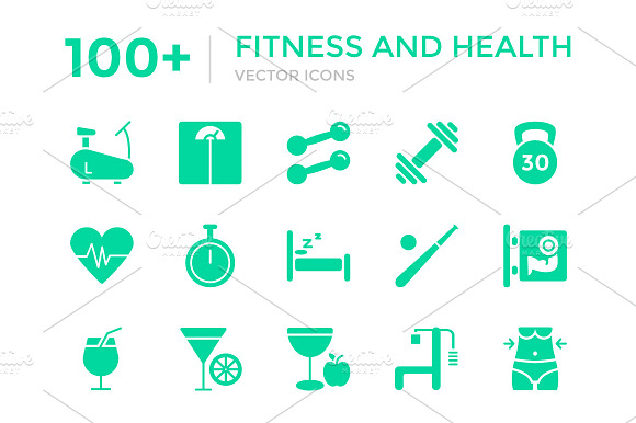 100 Fitness And Health Vector Icons