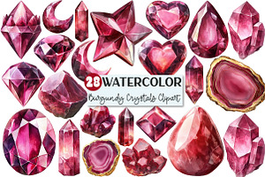 Burgundy Crystals and Gems Clipart, an Illustration by Rose Art