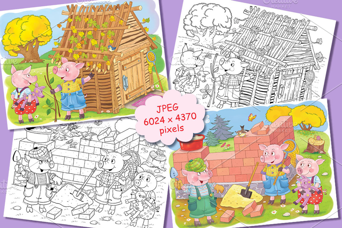 The Three Little Pigs bundle, an Animal Illustration by Haso (Photo 3 of 10)