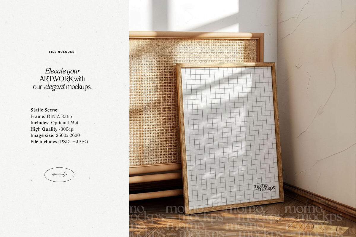 Retro Frame Mockup Leaning Poster, a Household Mockup by momomockps (Photo 5 of 9)