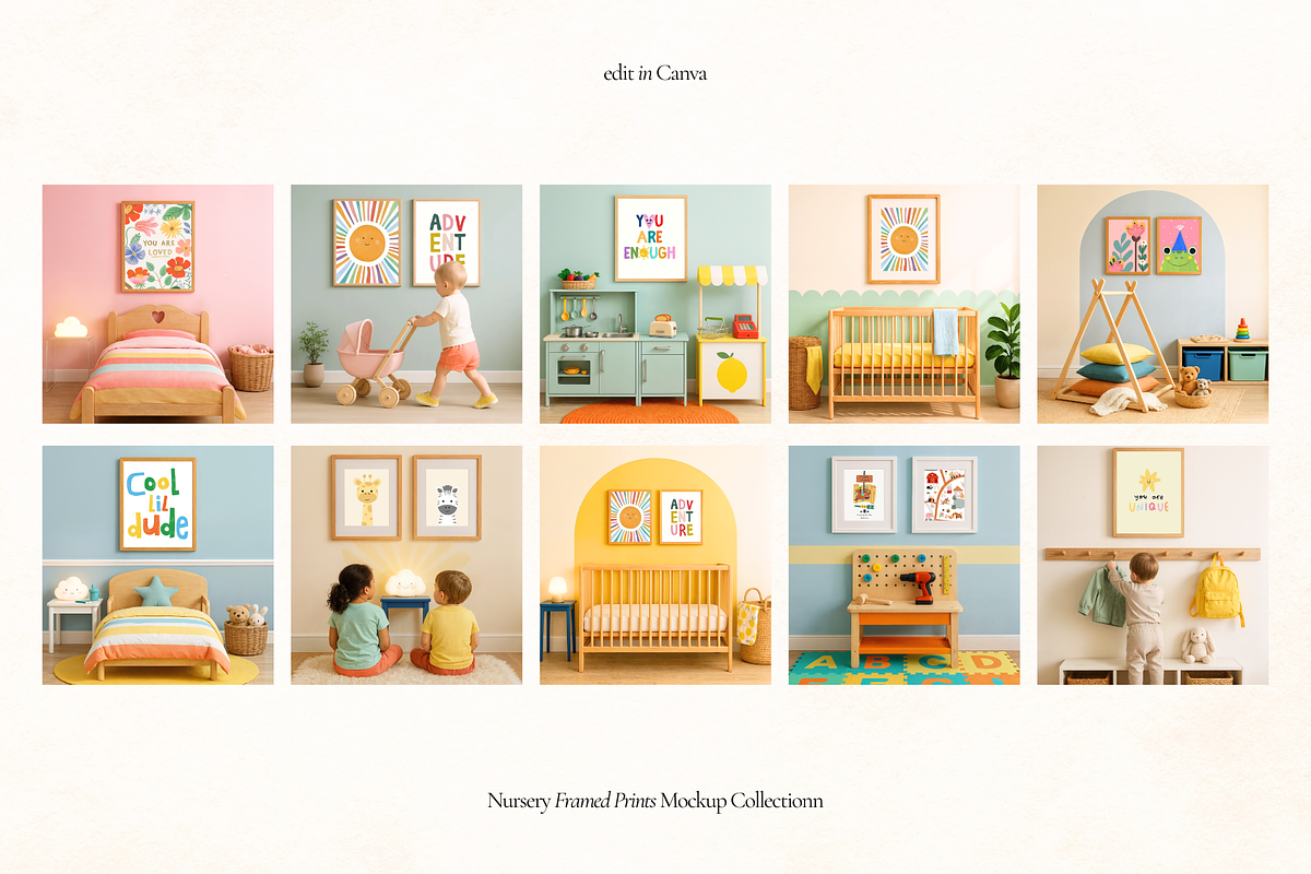 50 Kids Nursery Frame Canva Mockups, a Household Mockup by Matisse Studio (Photo 8 of 10)