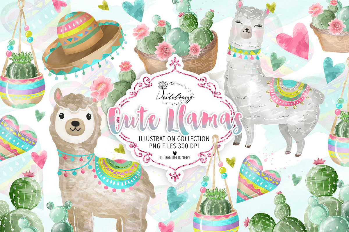 -50% Cute Llamas design, an Animal Illustration by designloverstudio (Photo 1 of 2)