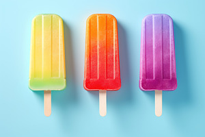 Colorful popsicles on blue backgroun, a Photo by Iftikhar Alam