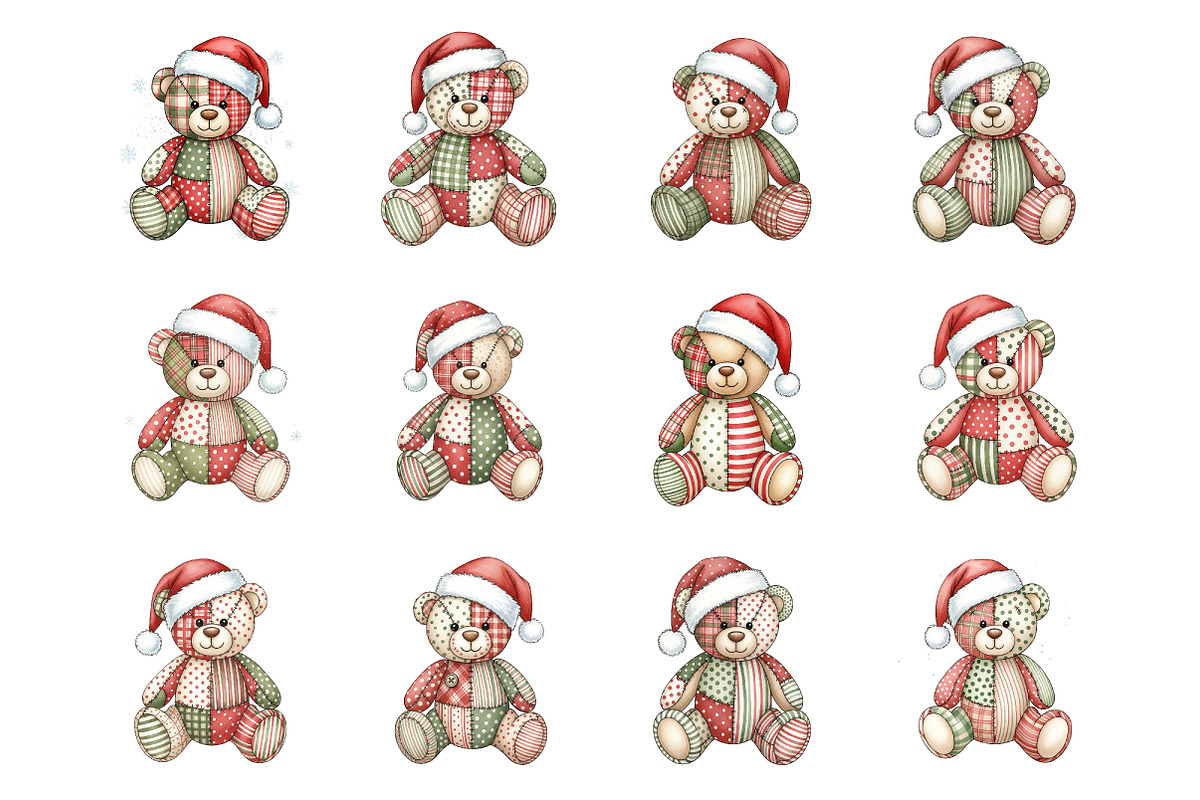 Patchwork Teddy Bear PNG, an Illustration by SinaCreation (Photo 2 of 7)