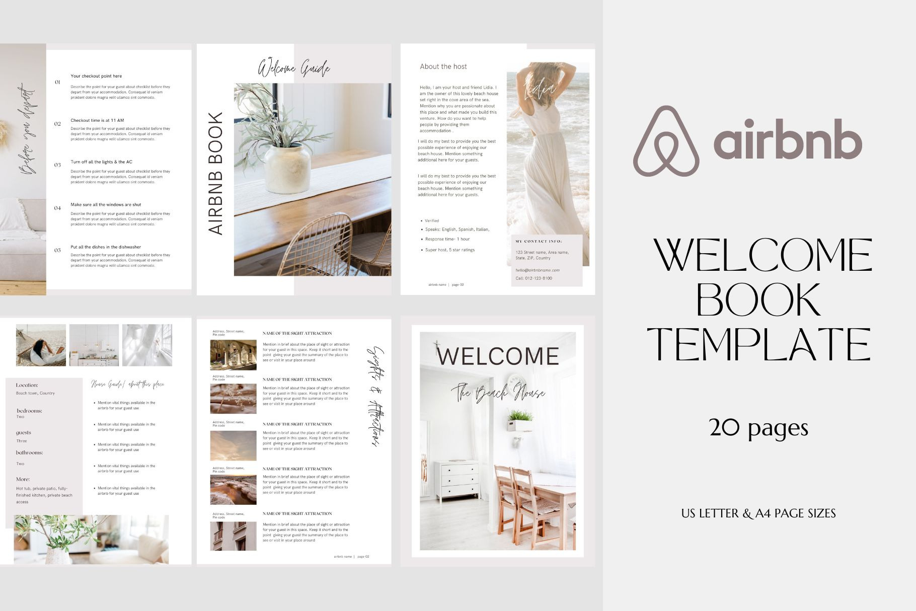 Airbnb Welcome Book Template, a Magazine Template by Deepa Template Studio