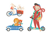 Cute animals with vehicles, an Animal Illustration by Good Studio (Thumbnail 4 of 6)