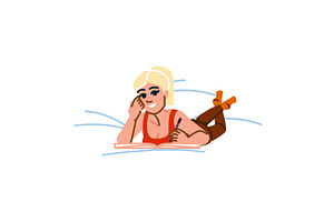 Young woman lying on bed and writing, an Education Illustration by pikepicture