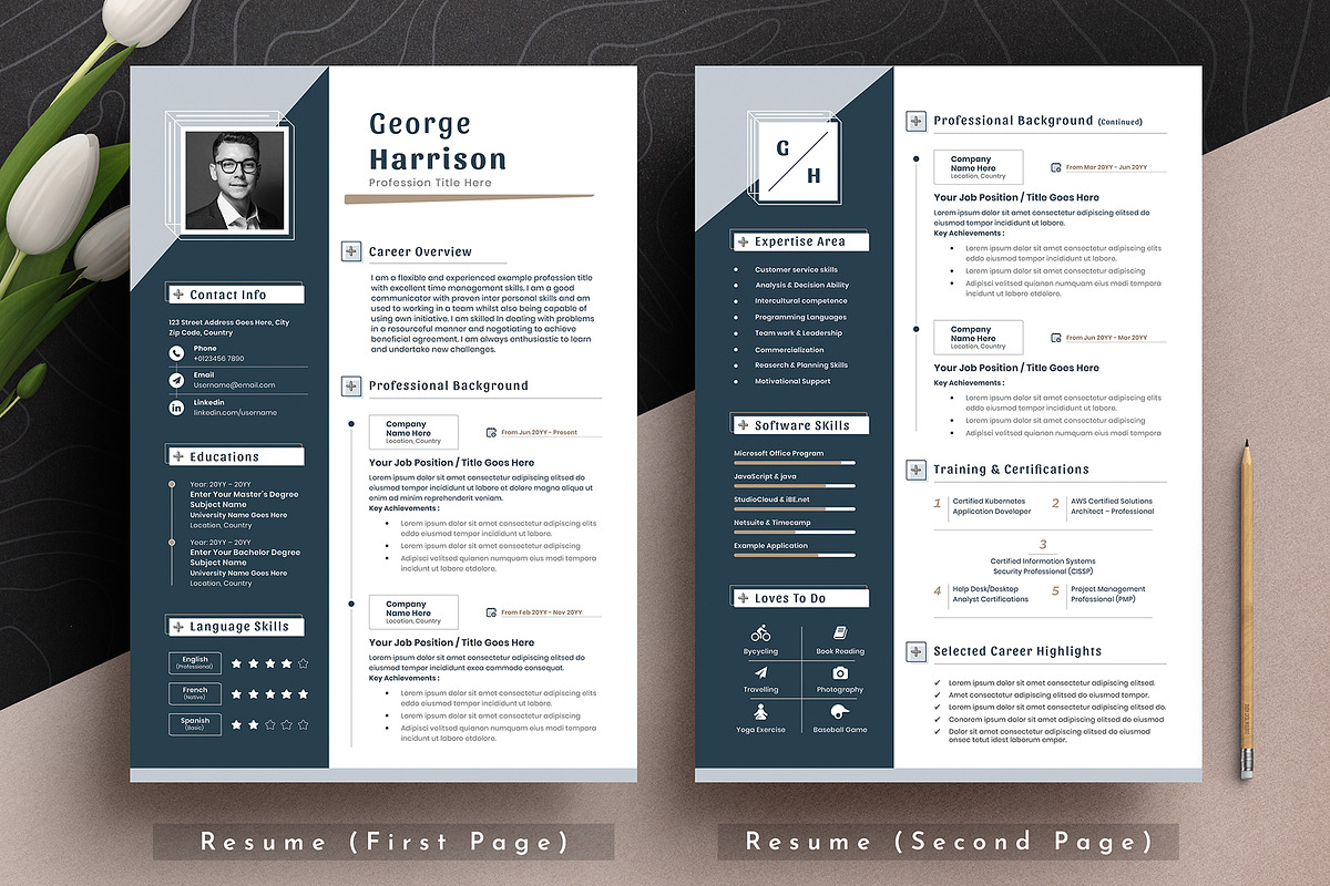 Resume Cv Template Word Apple Pages, a Resume Template by Tbunny (Photo 2 of 7)