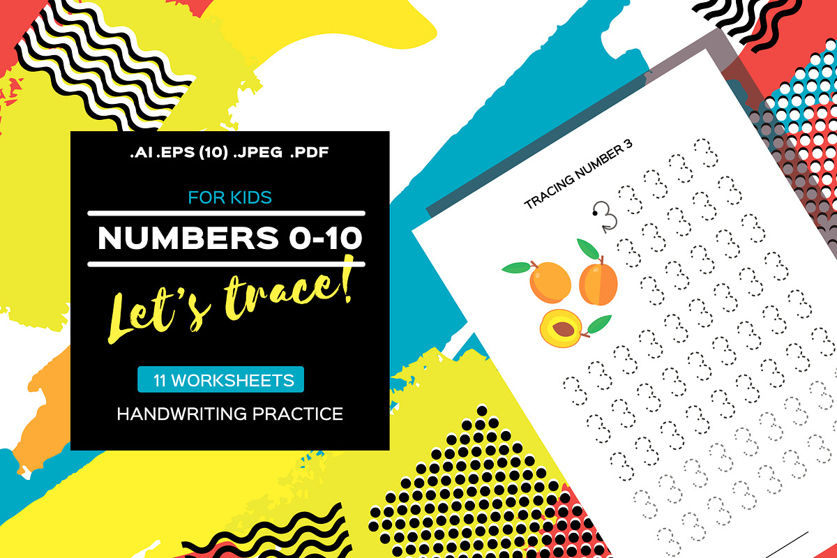 Let's Trace Numbers 0-10. Worksheets, an Education Illustration by Masherdraws (Photo 1 of 4)