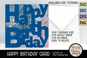 Lettered Happy Birthday Card SVG