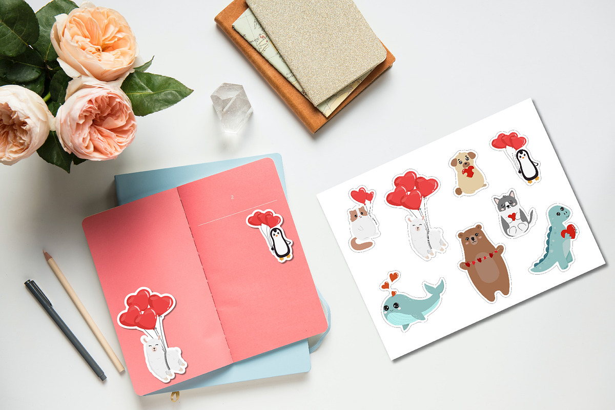 Valentine's Day Stickers. Printable, an Illustration by linakilljoy (Photo 4 of 4)