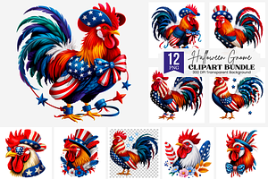 Patriotic Rooster Sublimation PNG, a Graphic by Clipart Bloom
