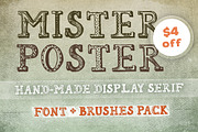 [$4 off] 'Mr Poster' Font + Brushes, a Serif Font by Frisk Shop (Thumbnail 1 of 3)