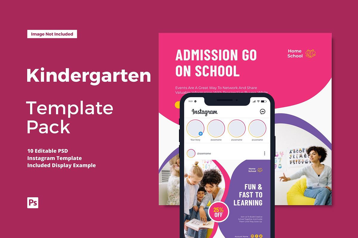 Kindergarten Instagram Post, a Social Media Template by CavenArt (Photo 1 of 5)