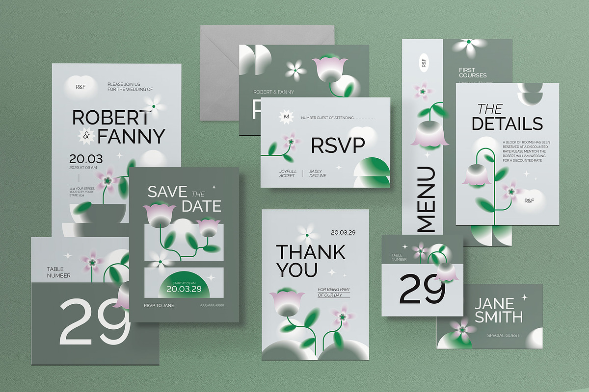 Geometric Wedding Invitation Set, an Invitation Template by graphicook (Photo 1 of 3)
