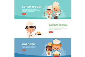 Kids cooking. little cute chef, a Food Illustration by Onyx