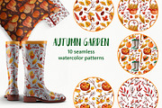 Autumn Garden 10 watercolor patterns, a Pattern Graphic by Ekaterina Goncharova (Thumbnail 1 of 5)