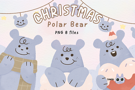 Cute Polar Bear Christmas Watercolor
