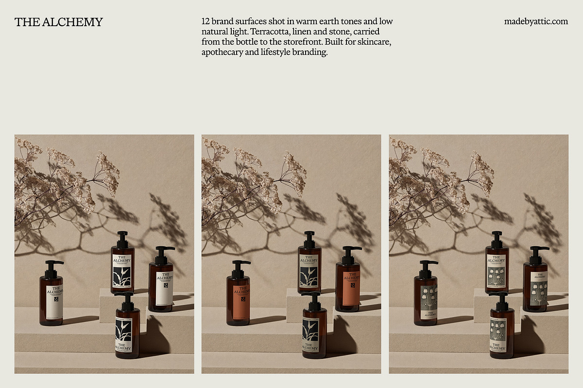 Pump Bottle Mockup Set PSD · 02, a Packaging Mockup by Made by Attic (Photo 3 of 3)
