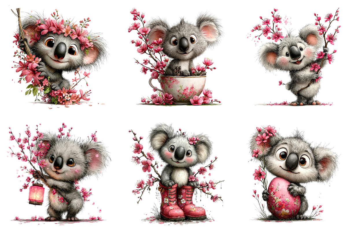 Whimsical Spring Koala Clipart, an Illustration by Dream Creation (Photo 4 of 8)
