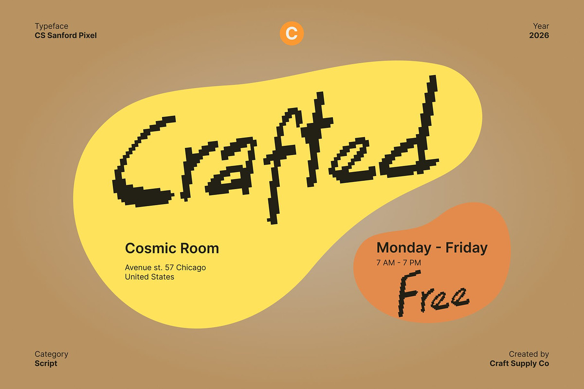 CS Sanford Pixel, a Handwritten Font by Craft Supply Co. (Photo 2 of 8)