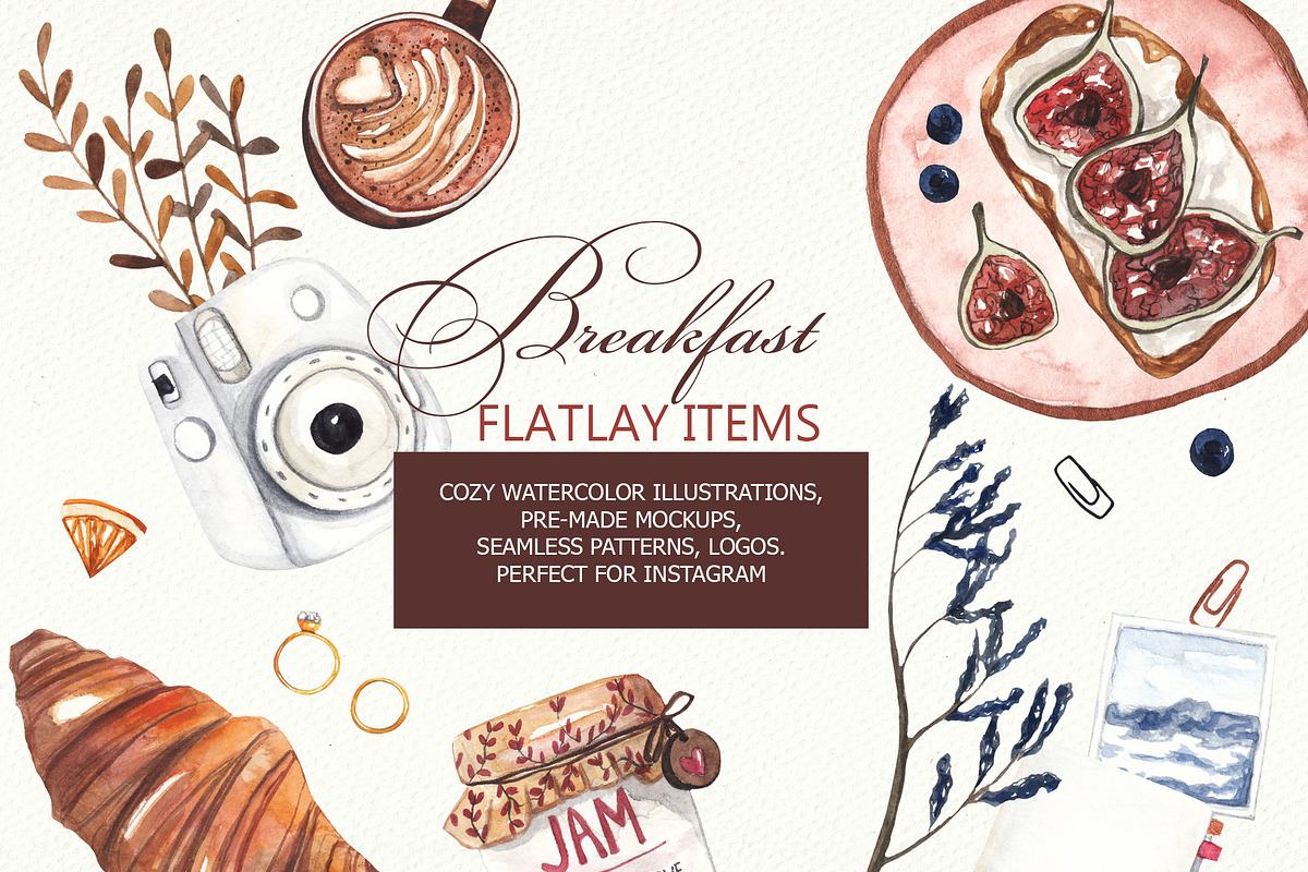 Breakfast Flatlay Collection, a Food Illustration by Scarlet Heath Art (Photo 1 of 12)