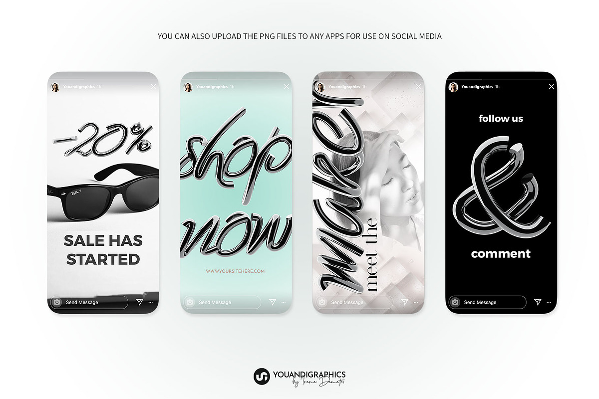 Chrome 3D Lettering set, an Object Graphic by Youandigraphics (Photo 8 of 13)