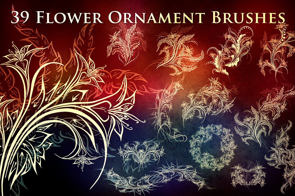 39 Flower Ornament Brushes, a Brush Add-On by xresch (Photo 1 of 8)