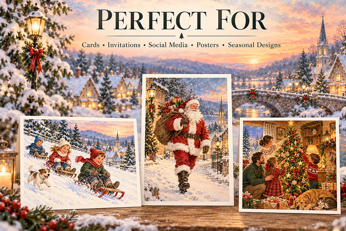Illustrated Christmas Postcards, a Seasonal Illustration by MarisoArt (Photo 5 of 7)