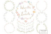 Pastel Vector Flower Wreaths, an Illustration by Amanda Ilkov (Thumbnail 1 of 3)