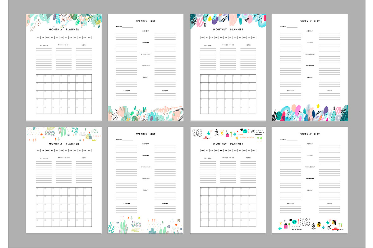 Monthly planners & Weekly lists, a Stationery Template by Lera Efremova (Photo 4 of 4)