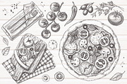 Hand drawn Pizza frame. Ingredients., a Food Illustration by natadanko (Thumbnail 2 of 2)