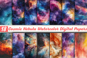 Cosmic Nebula Digital Papers, an Illustration by DreamCafeArt (Thumbnail 1 of 3)
