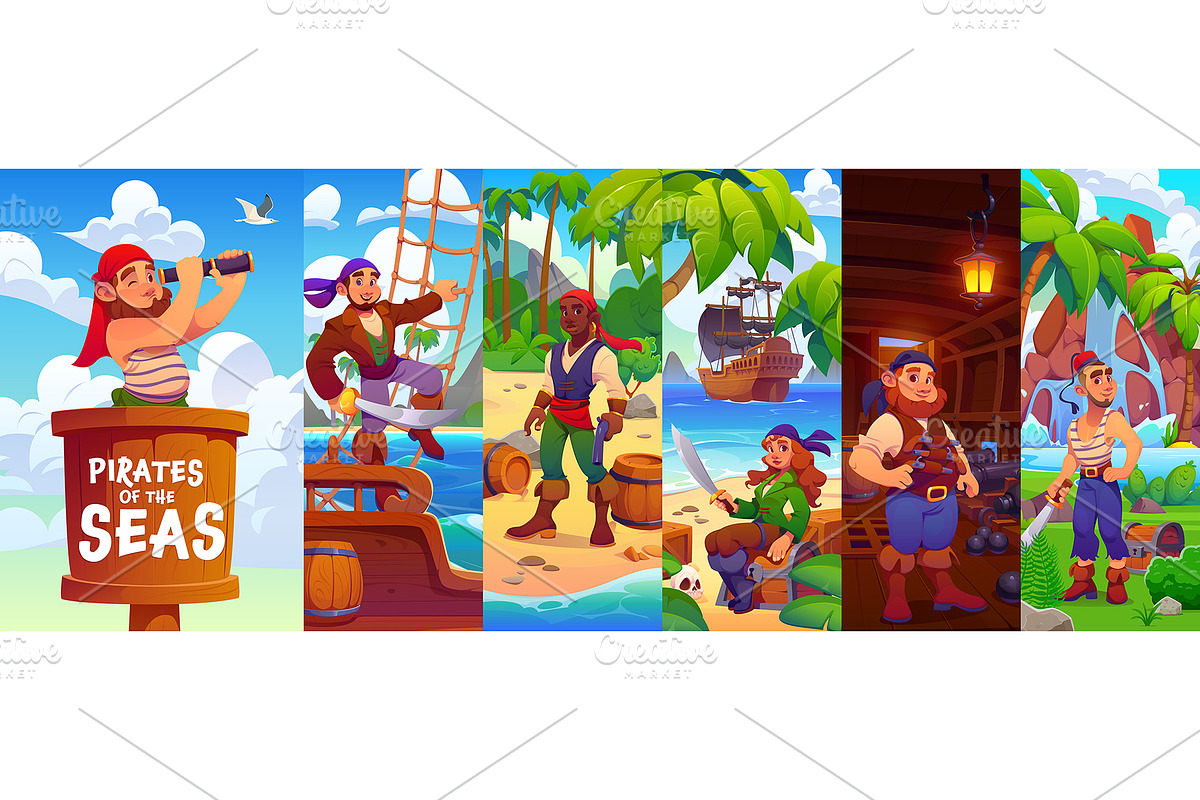 Cartoon pirate characters collage, a Person Illustration by Vector Tradition (Photo 2 of 3)