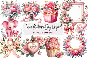 Pink Mother's Day Clipart, an Illustration by DreamArtGraphic