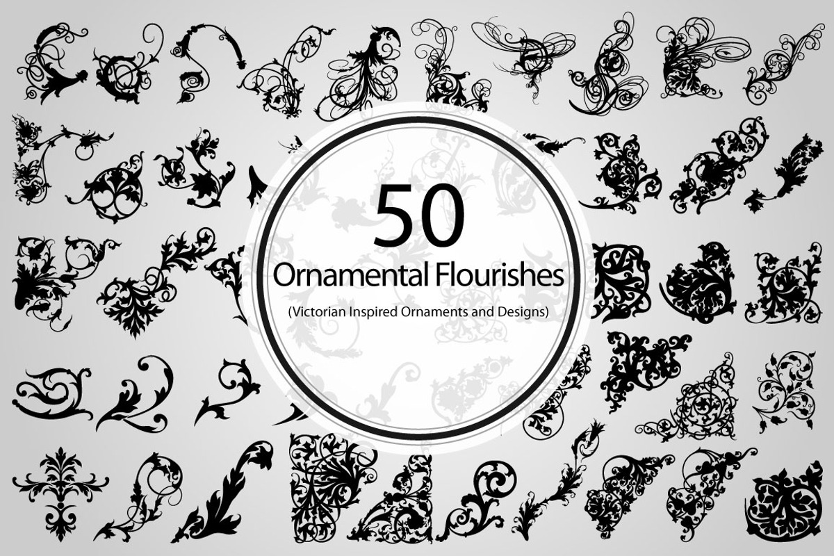 50 Ornamental Flourishes (Vector), an Object Graphic by BIOWORKZ (Photo 1 of 5)