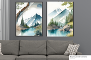 Watercolor Mountain Print Wall Decor, a Poster Template by MagicLove Creations (Thumbnail 3 of 8)