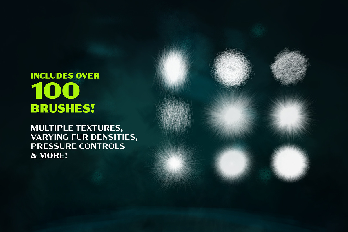 Furry + Hairy Photoshop Brushes, a Brush Add-On by Tim Hankins Design (Photo 3 of 5)