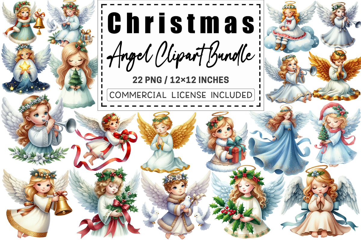 Christmas Angel Clipart Bundle, a Graphic by CitraGraphics (Photo 1 of 3)