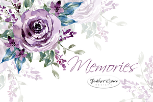 Watercolor Purple Blush Flowers