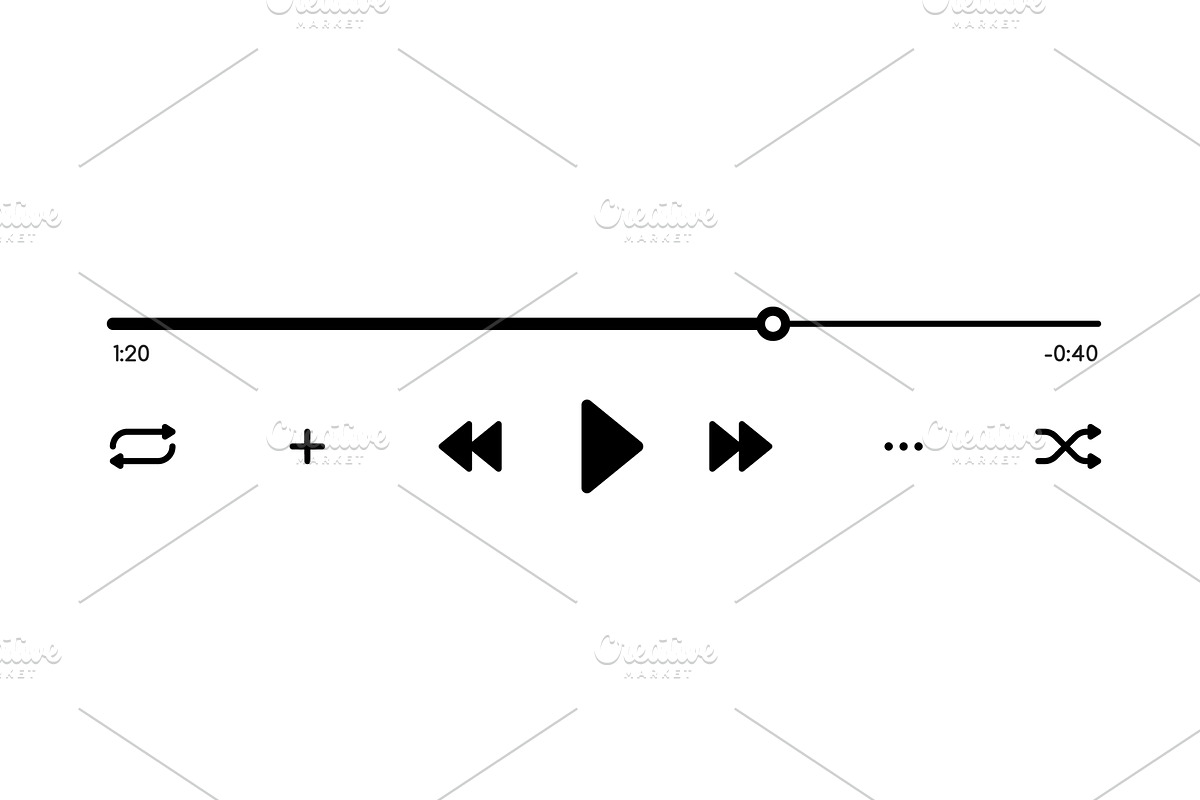 Music or video player interface, a Technology Illustration by Vector Tradition