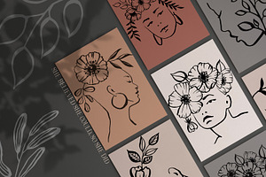 Line Art Women & Flowers Collection