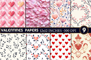Valentines Themed Digital Papers, an Illustration by Designworld