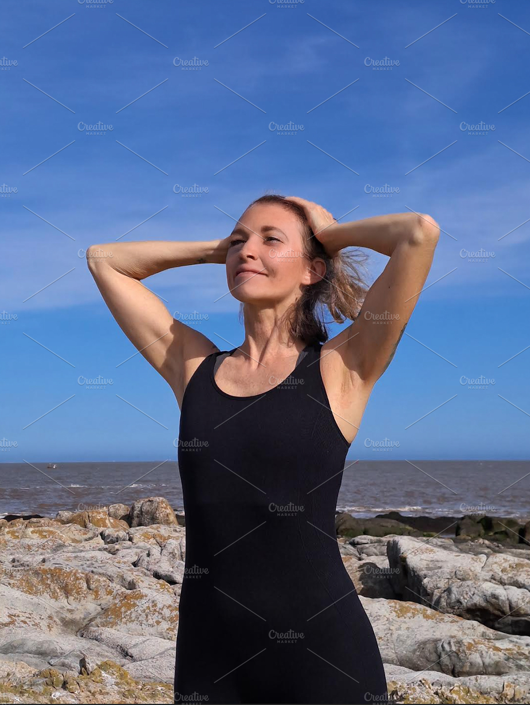 Mature woman at outdoors with calm face, a Person Photo by DanFLCreativo