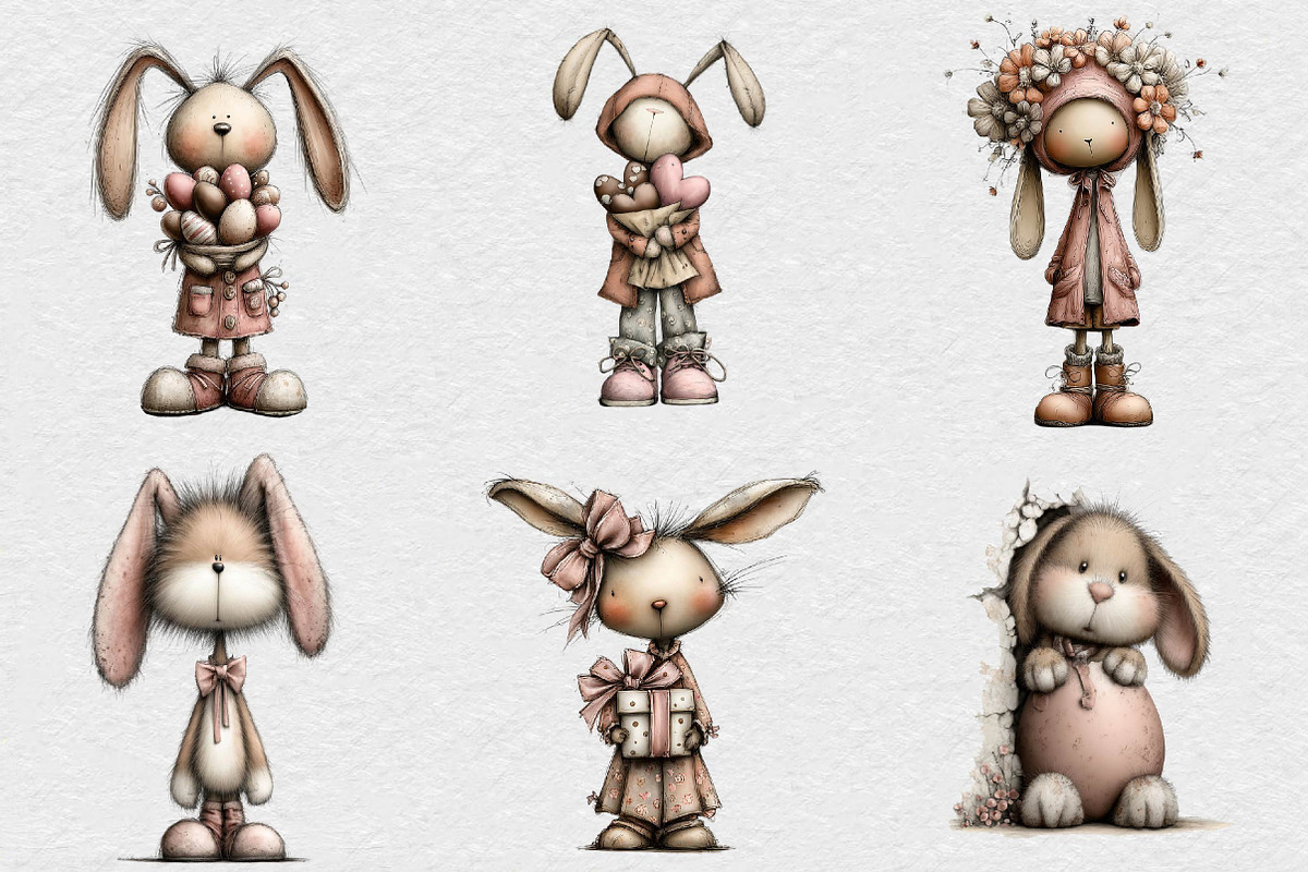 Whimsical Easter Bunny Clipart, an Illustration by DreamCafeArt (Photo 3 of 6)