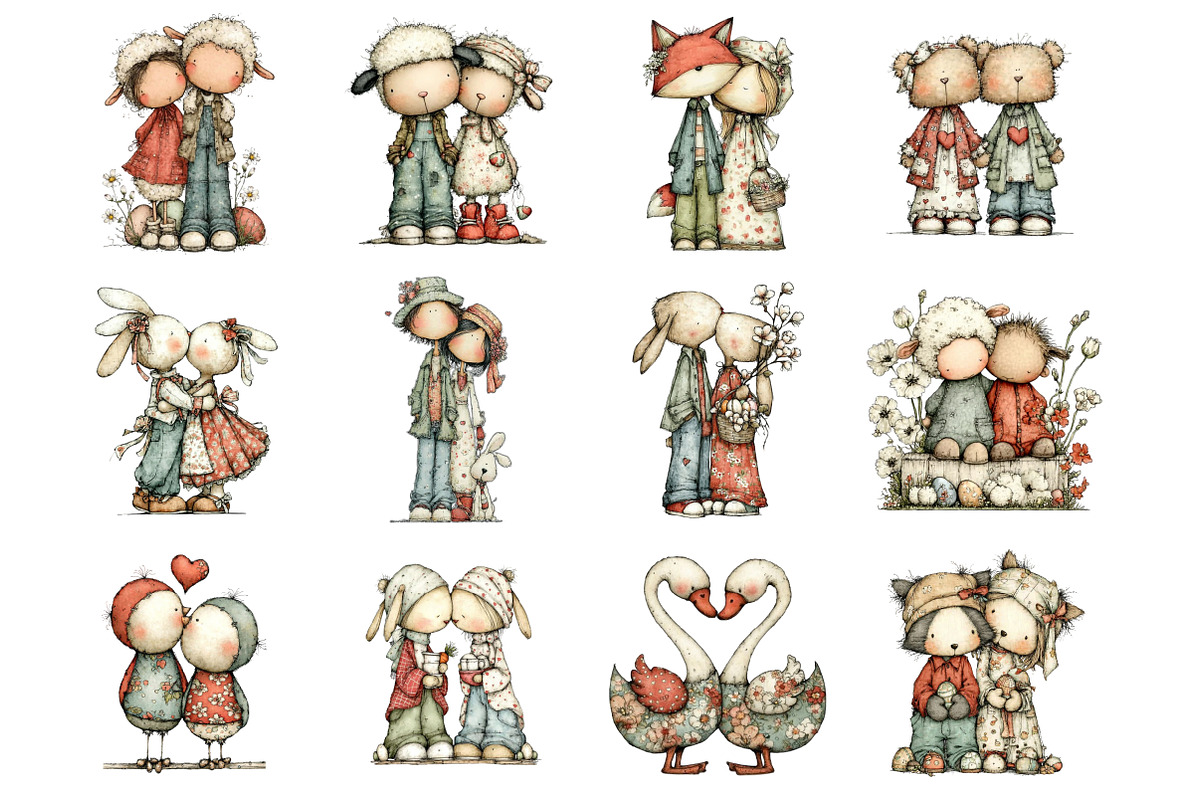 Romantic Easter Couple Clipart, an Illustration by Design Market (Photo 2 of 5)